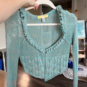 Turquoise crochet top - Urban Outfitters
